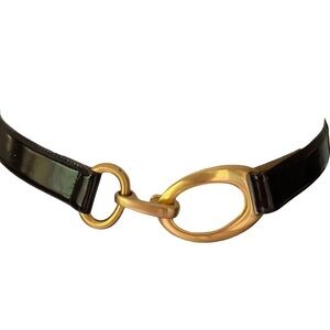 Worth Brass Hook Deep Chocolate Patent Belt Sz M